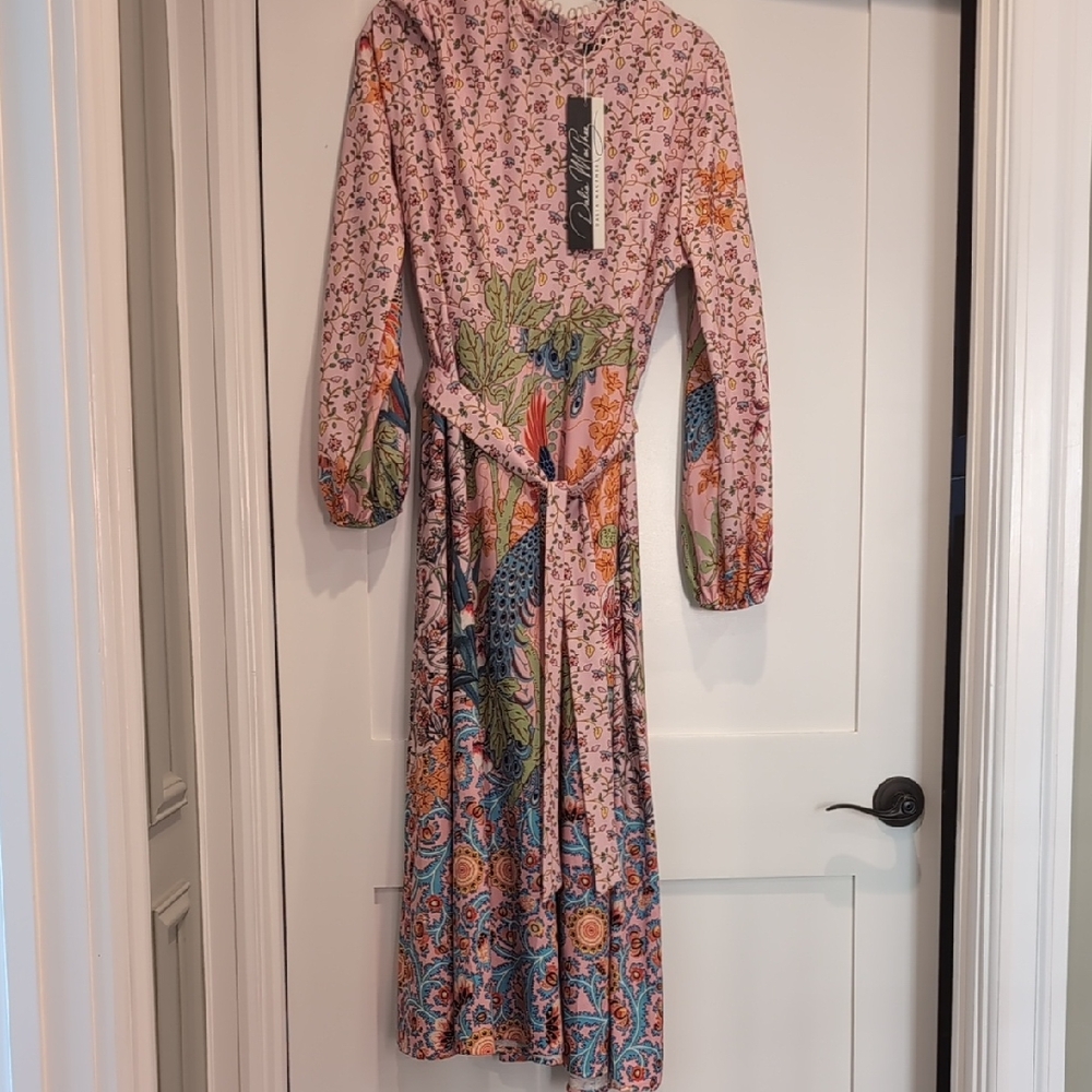 Dalia Macphee NWT Floral Pink Maxi Dress Plus Size